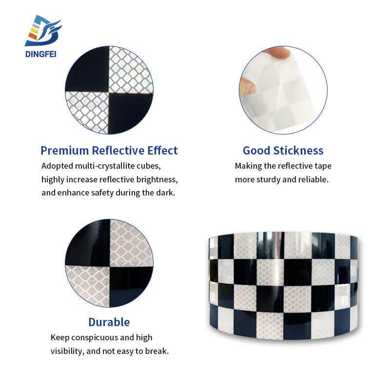 Black White Checkeredr Reflective Conspicuity Tape - 